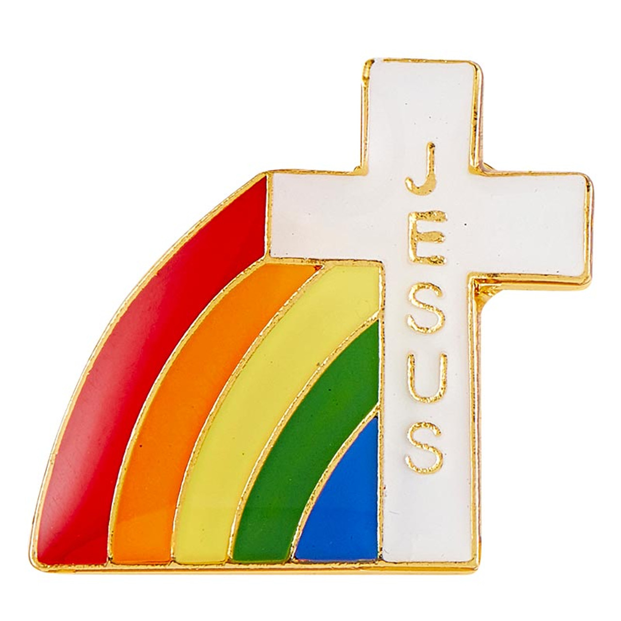 Rainbow w/Jesus Cross Lapel Pin